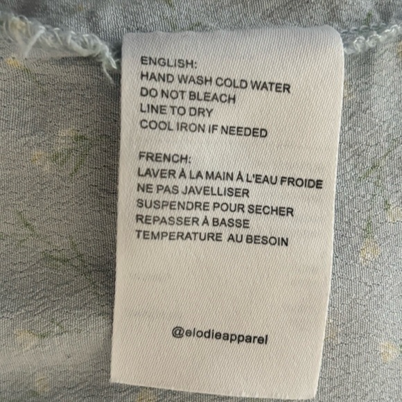 Elodie Light Blue w/ Delicate Floral Print Short Puff Sleeve Bodice Style Top - Picture 12 of 12